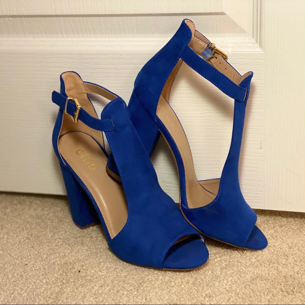 Royal Blue Block Open Toe Bootie